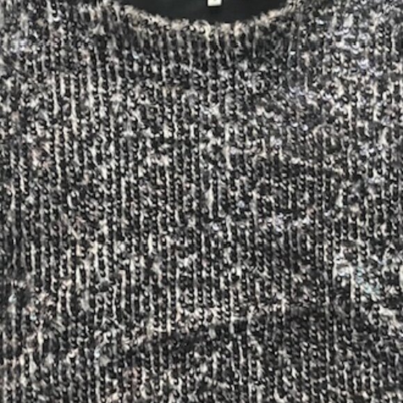 Sparkly Sequin Crop Top – Silver/Black Metallic Party Top – Short Sleeve, Medium - Picture 2 of 2